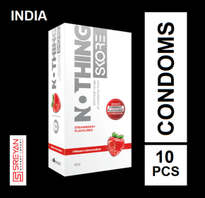 Skore Nothing Thinnest Strawberry Flavoured Condoms - 10Pcs Pack