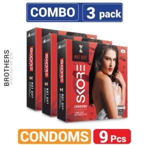 SKORE - NOT-OUT Climax Delay With Raised Dots Condom - Combo Pack - 3 Packs - 3x3=9pcs