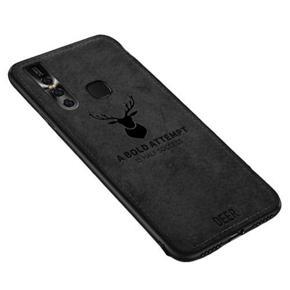 Vivo V15 Luxury Deer Head Printed Case Cloth Fabric Durable TPU Cover Rubber Bumper Shell