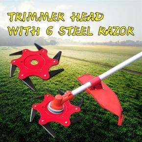Trimmer Head with 6 Steel Razor Grass Trimmer For Lawn Mower 65Mn Durable Trimmer Head Coil Chain Brush Cutter Garden -