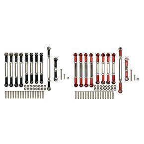 BRADOO- 2 Set for MN D90 D91 D96 D99S MN99S MN90 1/12 RC Car Metal Pull Rod Steering Link Rod Set Parts,Black & Red