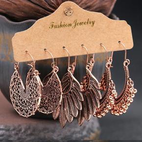 Vintage Antique Bohemian Ethnic Dangle Drop Fashionable Stylish Simple Big Size 3 Pairs = 6 Pcs Earrings Set for Women/ Earrings for Girls Simple Stylish - Gifts for Women