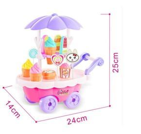 Candy Sweet Shopping Cart, Ice Cream Role Play Set Toy for Kids