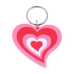 Rubber Heart Shapped Key Ring - Red and Pink