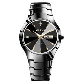 OLEVS Luxury Fashion Watch For Men Tungsten Steel Strap Classic Luminous Date Waterproof Quartz Man Wristwatch - 8697