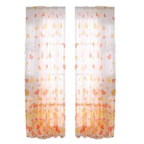 Romantic Heart Offset Print Window Curtain Sheer Drape Divider Bedroom Decor