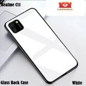 Realme C11 Luxury Shockproof TPU Bumper Back Glass Back Cover Glass Case