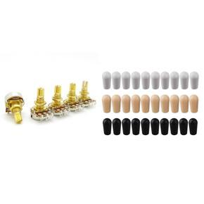 5 Pcs Volume Tone Pots Switch Control A500K Potentiometers & 30 Pcs Toggle Switch Tip Caps for Electric Guitar