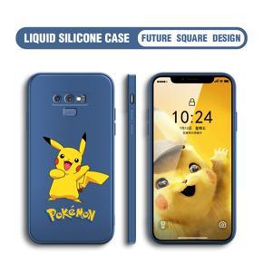 Hontinga for Samsung Galaxy Note 9 Case Cartoon Pikachu Phone Case Pocket Monster Pokemon Square Liquid Silicone Cases Full Cover Camera Shockproof Protection Case