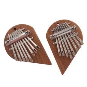 2 Packs Left and Right Heart Shaped 8 Key Mini Kalimba Finger Thumb Piano Marimba Musical Instrument