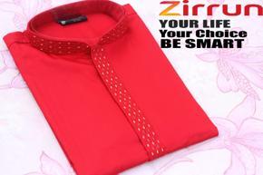 Men's Cotton Panjabi -  cross stitch design (Red color)