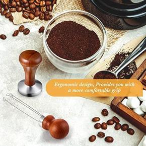 XHHDQES 2Pieces Coffee Tamper Set, 51mm Espresso Tamper, Espresso Coffee Stirrer, Tool Espresso Stirrer Tamper with Wood Handle