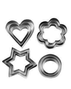 Stainless Steel Pastry Cookie Biscuit Cutter 12 Pcs - Silver Color