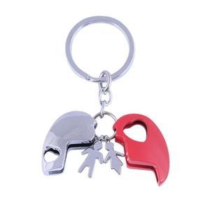 Metal Broken Heart Key Ring - Red and Silver