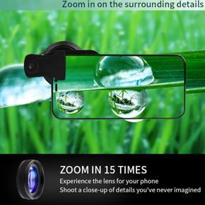 XHHDQES 4K Wide Angle Lens with Macro 15X Macro Lens Phone Camera Lens Macro LED Ring Light Ring Flash for Smartphone