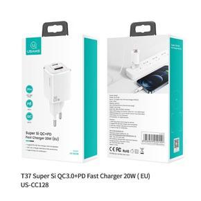 USAMS QC3.0+PD Mini Fast Charger 20W (EU) Support PD/QC/AFC/FCP Quick Charge