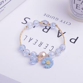 Daisy Flowers Charm Bracelet for Girls Simple Stylish New Collection 2022 - Crystal Beads String Bracelet for Women Stylish/ Bracelets for Women Simple Fashion Cute Gift Jewelry - Bracelet for Women S