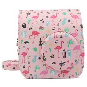 Pink Flamingo Pattern PU Leather Protective Camera Case Bag For FUJIFILM Instax Mini 7S / 7C Camera