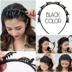 Pack of 2 Black Braider Hair Style twister hair band headband Double Bangs Hairstyle Hairpin with clip hair styling new fashion Hairband Women girls