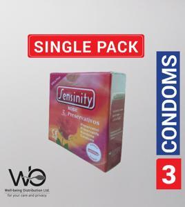 Sensinity - Ultra Fine Ribbed & Dotted Rose Flavor Condom - Single Pack - 3x1=3pcs