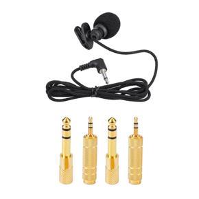 BRADOO- Clip-on Lapel Hands-Free 3.5mm Jack Condenser Microphone with 6.35 mm (1/ 4 Inch) Male to 3.5 mm Female Stereo Adapter