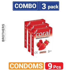 Coral Strawberry Extra Performance Condoms - Combo Pack - 3x3=9Pcs