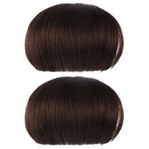 BRADOO 2X Straight Bangs Smooth Extensions Fringe Wig (Dark Brown)