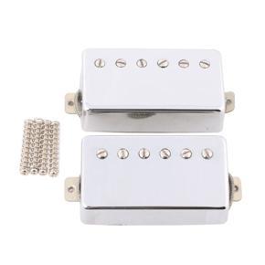 Set of 2 Electric Guitar Humbucker Pickup Neck Bridge Pickups for LP Guitar Accessories Chrome