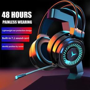 G58 Over Ear Headphone Gaming 360° Rotation Earphone 3D Sound HIFi Music 3.5mm USB Gaming Headset Breathing Lights Display Wired Headphone with Mic