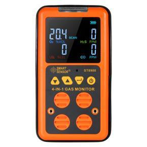SMART SENSOR 4 in 1 Gas Detector H2S and CO Monitor Industrial Digital Handheld Toxic Gas Carbon Monoxide Oxide Hydrogen Sulfide Gas Tester 0-999ppm LCD Sound Light vib-ration Alarm