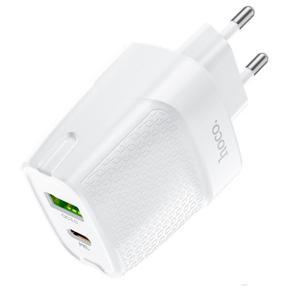 Hoco. C85A PD Charger 20W+QC3.0 Dual Port Fast Charge Charging Head Suitable For IPhone12 European Standard Charging Head