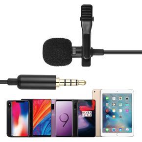 High Dynamic Wide Frequency Response 1.45m Mini portable microphone condenser clip-on lapel micro wired Mikrofo / Microfon for phone for laptop