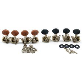 2 Set 2R2L Metal Ukulele Locking String Tuner Guitar Tuning Peg Machine Head Brown & Black