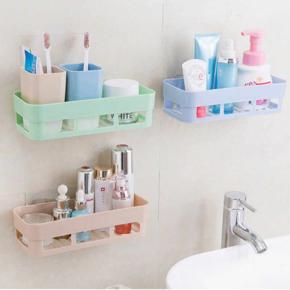 bathroom shelf plastic toilet bathroom vanity wall hanging storage rack basket no trace stickers XI3081524