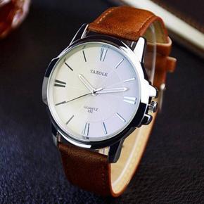 Yazole 332 Men'S Fashion Quartz Watches Top Brand Luxury Wrist Watch Luminous Waterproof Leather Wristwatch