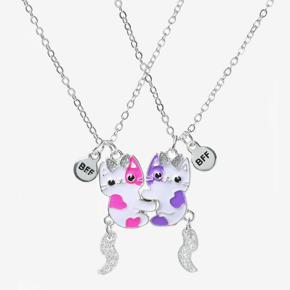 2PCS/Set Cartoon Pendant Couple Necklaces Chain Best Friends Necklace BFF Friendship Children's Jewelry Gift for Girls