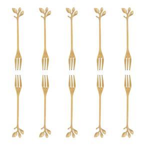 10 Pcs Stainless Steel Leaf Cake Fruit Forks Set Tasting Dessert Forks Kitchen Accessory Wedding Party aurumen