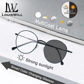 LouisWill Men Women Glasses Fashion Sunglasses Photochromic Auto Color Changing Sunglasses Anti Blue Ray Driving Glasses Dual-Use HD Reading Glasses(no box)