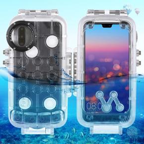 PULUZ 40m/130ft Waterproof Diving Housing Photo Video Taking Underwater Cover Case for Huawei P20 Pro(White)