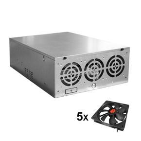 Crypto Coin Open Air Mining Frame Rig Graphics Case For 6-8 GPU ETH 5 Fans - silver