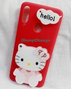 Samsung Galaxy A20s - Hello Kitty Soft Silicone Rubber 3D Cartoon Personality Cosmetic Middle Mirror Cute Flexible Case Cover