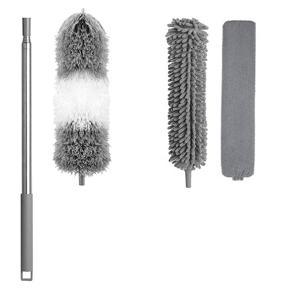 XHHDQES Telescopic Duster Extra Long Extendable with Washable Microfibre Brushes Heads Bendable Duster Broom for Removing Dust