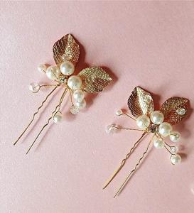 Two piece set premium quality bridal fashionable pearl Hair clips for girls and women