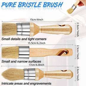 XHHDQES 6 Pieces Chalk and Wax Paint Brushes Bristle Stencil Brushes Including Flat Pointed and Round Chalked Paint Brushes