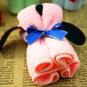 Cute Dog Cake Shape Towel Soft Breathable Cotton Washcloth Wedding Gifts Present