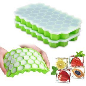 Silicone Ice Cube Tray With Lid, Honeycomb Shape (1 Pics)