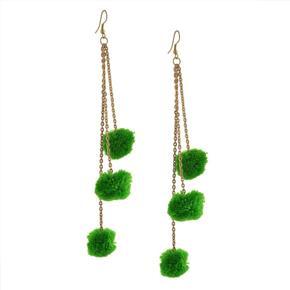 Green Color Pom pom earrings for women- 1 pair
