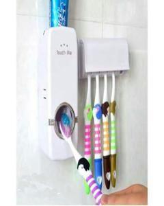 Tooth Paste Dispenser & Brush Holder - White