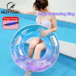 Outtobe Rain bow Swimming Ring Tra nsparent Glitter