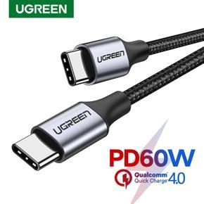 UGREEN USB Type-C to USB Type C PD 60W Cable for Samsung Galaxy S20,S10, S9 Note10 Fast Charger Cable for Macbook Pro, iPad Pro 2020,2018, Support Quick Charge 4.0 Aluminum Nylon Braided USB Cord